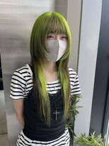 ゴウトゥデイシェアサロン 町田店(GO TODAY SHAiRE SALON)&nbsp;ライムグリーン×デザインカラー【町田】