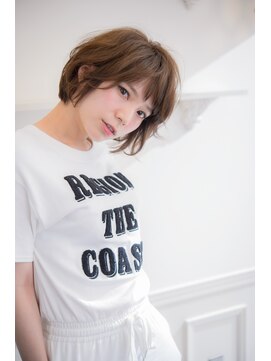 ヘアーアンドファッションシオミエイチ (hair＆fashion shiomi H) [shiomi H]ラフなショートボブ×ベージュブラウン