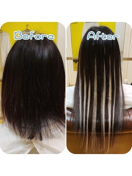 デュオヘアー エクステンションズ 新宿 プナチナシルバーハイライトロングヘアー♪♪♪