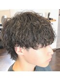 マッシュウルフ×波巻きパーマ
