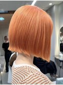 ダブルカラーオレンジベージュカラーケアブリーチレイヤーカット