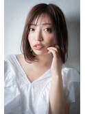 オリーブベージュ艶感ストレートワンカールロブv戸頭30代40代