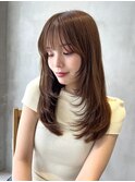 韓国ヘアーハッシュカットレイヤーカットグレージュブリーチ無し