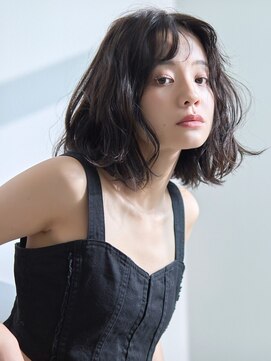 ラフィス ヘアー メリー 桂川店(La fith hair merry) 【La fith】暗髪カラー×センターパート×ぱつっとボブ