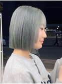 ボブミルクティーベージュブリーチダブルカラー堀江