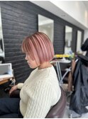 ボブ×ハイトーンピンク◎インナーカラーで抜け感