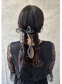 結婚式お呼ばれツイン編みおろし／ヘアセット/編み込み/アレンジ