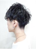マッシュパーマ/波巻き/束感ショート/黒髪/メンズパーマ/秋ヘア