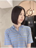 黒髪/ボブルフ/ネビージュ/小顔/ワンレン/栄/髪質改善/前髪