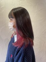 クレエ ヘアー デザイン(creer hair design)&nbsp;透明感チェリーレッドインナーカラーブリーチダブルカラー