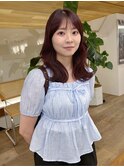 韓国風くびれヘアワンホンシースルーバングチェリーピンク