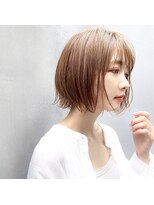 ウィールール 栄町店(WE RULE) シースルーバング×切りっぱなしショートボブ|ベージュブラウン