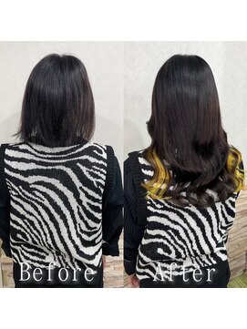 あるじゃんすー さいたま店 ブラック×イエロー#シールエクステ#セクションカラー#韓国#大宮