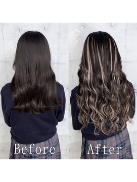 あるじゃんすー さいたま店 ブラック×ホワイトベージュ#エクステ#ゆるふわウェーブ#大宮