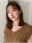 セミディ　カール　シアーカラー　姫カット　ミディアムヘア