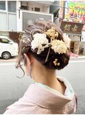 卒業式ヘアセット シニヨン 水引