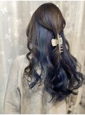 ブルー×ラベンダーのインナーカラー