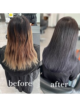 ガルボヘアー 桟橋店(garbo hair) ブルーパープル グラデーションカラー ブリーチあり