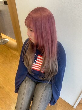 アース 会津若松店(HAIR&MAKE EARTH) ピンクグラデーションロング