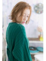 外国人風カラー！一歩リードの無造作パーマエアリーボブb