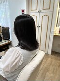 切りっぱなしロブ　髪質改善トリートメント