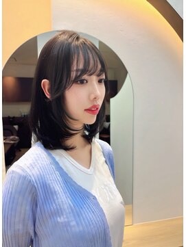 ポイントファイブバイソレイユ 小松店.5 by SOLEIL) セミロングハッシュカットシースルーバング