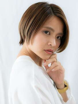 カバーヘア ブリス 志木南口駅前店(COVER HAIR bliss) ヘーゼルグレージュ小顔丸みショート//志木20代30代40代