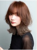 ハッシュカットミディアムレイヤーシャギー韓国ヘア