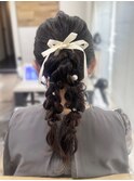 ヘアセットお呼ばれヘアツイン編み下ろし川越本川越