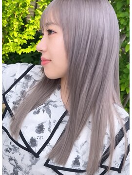 アース いわき店(HAIR&MAKE EARTH) ミルクティーグレージュの艶髪ロングストレート