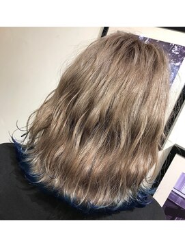 ラピス 渋谷本店(Lapis) 【lapis渋谷】ミルクティーアッシュ×ブルー裾カラー