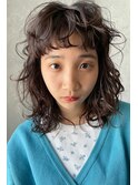 黒髪　くせ毛風ミディアムパーマ◎【下北沢 soi conc】