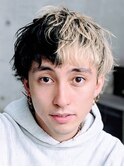 メンズツートーンダブルカラーブリーチショートウルフ