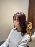 くすみピンクブラウンミディアムヘア