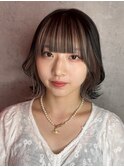 前髪インナーカラーホワイトグレージュボブ！