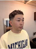 MEN'S HAIRウルフアッシュブラックカルマパーマベリーショート