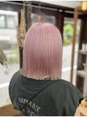 【ダブルカラー】ハイトーンピンクベージュ×ロングボブ/恵比寿