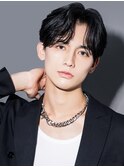 韓国マッシュカルマパーマコンマバングセンターパート黒髪ウルフ