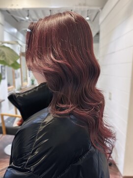 ラレイ ハラジュク(Lalei harajuku) 【白石】ブリーチなしワインレッドレイヤー赤髪暖色原宿