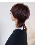骨格修正力高め！ 深みパープルのマッシュウルフ