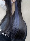 20代30代イヤリングカラー耳掛け肩ラインストレートネイビー
