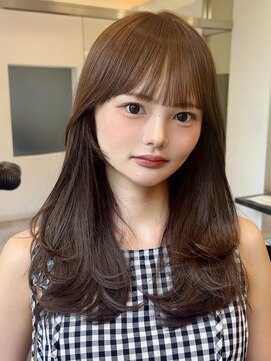 ソア 渋谷(soar) 韓国風タンバルモリ◎小顔カットシースルーバングミルクティ