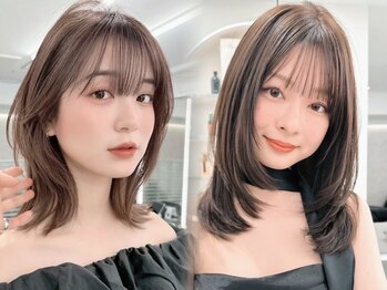 サンドレオ 新宿店(sand Leo)の写真/前髪/顔周りのレイヤーカットで小顔を創る！韓国風くびれヘア～ショートまで抜け感のある華やかさを☆/新宿