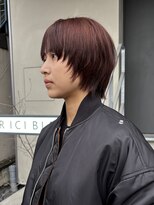 ヘアー アイス 御器所本店(HAIR ICI) ボブウルフレイヤーカット暖色カラーオレンジブラウン
