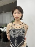 ぱらっと前髪タイトボブオリーブカラー