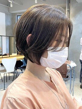 エリマ 調布(elima) 前髪なし 大人ショートボブ マロンベージュ イルミナカラー