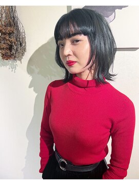 ファッジ 南柏(FUDGE) 【FUDGE】ブルーブラック × ウルフカット