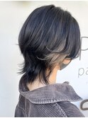 大人可愛い20代30代40代小顔ウルフレイヤーボブイヤリングカラー