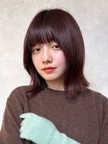 メゾンドイギー(MAISON de IGGY)&nbsp;切りっぱなしボブ/美髪/ピンクブラウン/くびれヘア/レッド