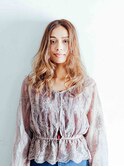 美髪逆三角切りっぱなしボブエアリーロングピンクブラウン